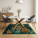 Prowling Tiger Teal Jungle Area Rug
