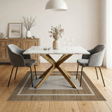 Brown Border Cream Center Woven Area Rug