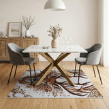 Majestic Deer Head with Antlers and Leaves Rug