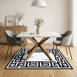 Geometric Modern Black and White Black White Greek Key Geometric Area Rug