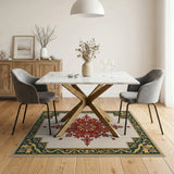 Ornate Red Starburst Medallion Area Rug