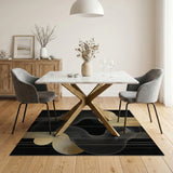 Gold Wave Abstract Geometric Area Rug
