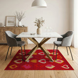 Vibrant Hearts Red Woven Area Rug