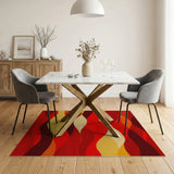 Vibrant Red Wave Abstract Area Rug