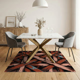 Distressed Red Crisscross Plank Area Rug