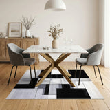 Black White Geometric Modern No. 16 Area Rug