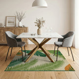 Coastal Green Palm Frond Area Rug