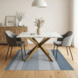 Navy Blue Horizontal Striped Woven Area Rug