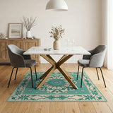 Blue and Teal Mandala Floral Persian Area Rug