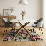 Pink Floral Vintage Blush Peony Floral Area Rug