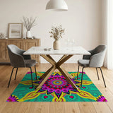 Multi-color and Patterns Vibrant Teal Mandala Area Rug