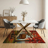 Autumn Deer in Red Maple Forest Area Rug