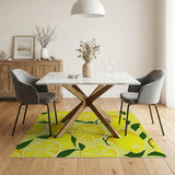Yellow Sunny Lemon Slices Fruit Pattern Area Rug
