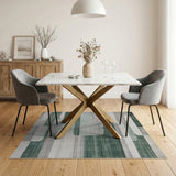Teal Green Geometric Abstract Area Rug