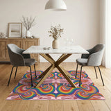 Rainbow Ballet Swirl Washable Area Rug