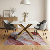 Gold Vein Pink Marble Abstract Area Rug