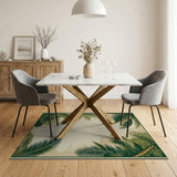 Coastal Palm Frond Border Area Rug