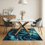 Blue Octopus Wave Area Rug