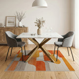Bold Orange Abstract Geometric Area Rug