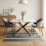 Sleek Grey Vertical Stripe Area Rug