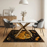 Haunted Halloween Castle Bats Pumpkins Rug