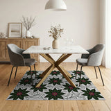 Pink Bloom Green Leaf Floral Vintage Area Rug