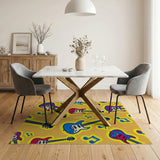 Rockin' Cartoon Guitars Music Notes Area Rug