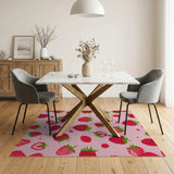 Fruit Pattern Whimsical Strawberry Pink Area Rug