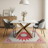 Red Sunburst Medallion Area Rug
