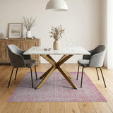 Pink Pink Geometric Lattice Area Rug