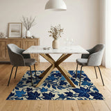 Navy Blue Ivy Leaf Area Rug