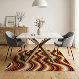 Abstract Area Wavy Orange Abstract Area Rug