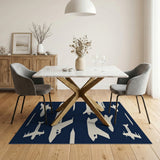 Navy Airplane Silhouettes Area Rug