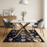 Cosmic Pink Moons Saturn Stars Area Rug