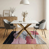 Abstract Pink Marble Gold Area Rug