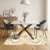 Beige Geometric Hexagon Area Rug