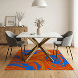 Vibrant Swirling Orange Blue Abstract Area Rug