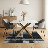 Black and White Geometric Modern Black White Grid Area Rug
