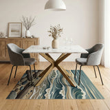 Ocean Waves Driftwood Blue Teal Coastal Rug