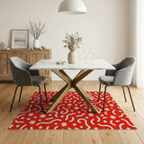 Bold Red Squiggle Abstract Area Rug