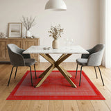 Bold Red Geometric Wave Area Rug