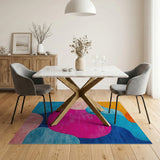 Vibrant Multi-Color Abstract Wave Area Rug