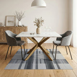 Modern Black White Grid Stripe Woven Rug