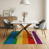 Geometric Modern Vibrant Rainbow Stripe Shag Area Rug