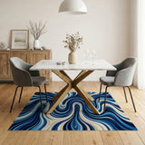 Swirling Abstract Area Swirling Blue Waves Abstract Area Rug