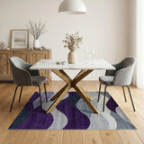 Purple Purple Grey Abstract Wave Area Rug