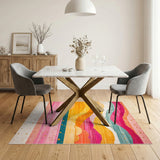 Vibrant Abstract Wave Washable Area Rug