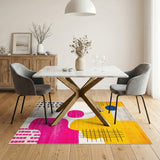 Bold Yellow Pink Abstract Area Rug