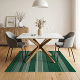 Green Striped Geometric Area Rug