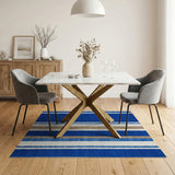 Blue and Teal Navy Blue Vertical Striped Area Rug